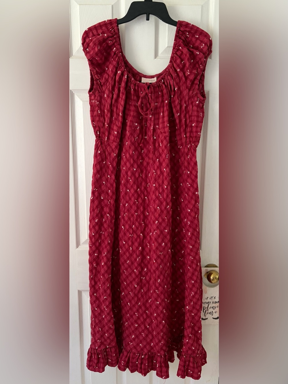 Universal Thread Red Floral Ruffle-Hem Dress
